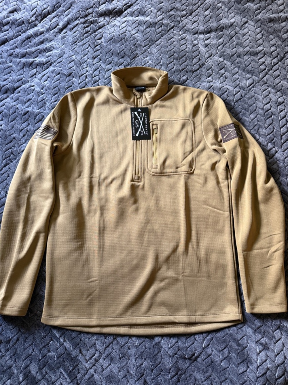 Grunt Style Tactical Tan Quarter-Zip Pullover Mens Size Medium